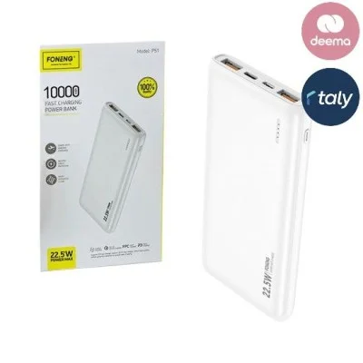 Foneng Power Bank P51 Dual USB 10000mAh 22.5W PD+QC3.0 White
